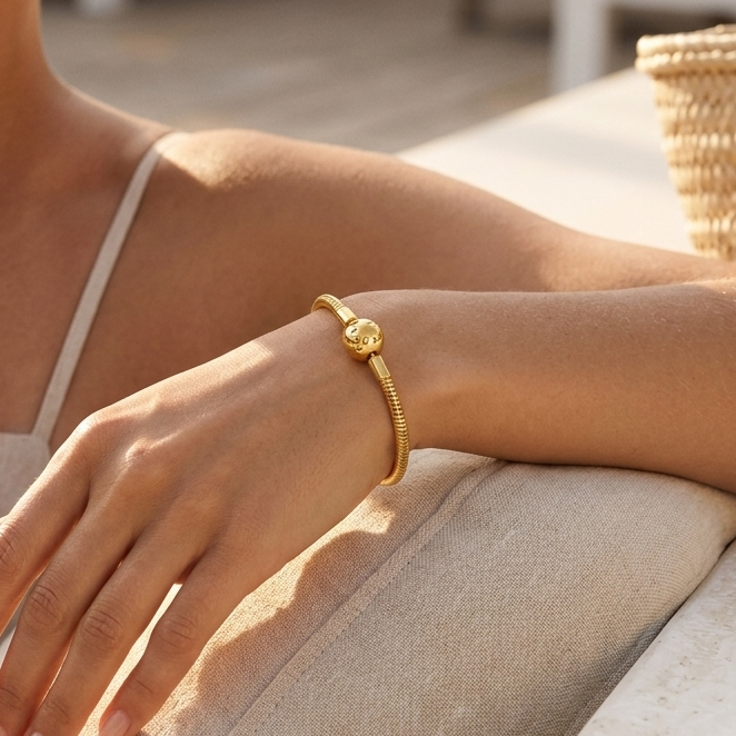Luxury "Gold Snake" bracelet - Gold-plated stainless steel with a secure ball clasp