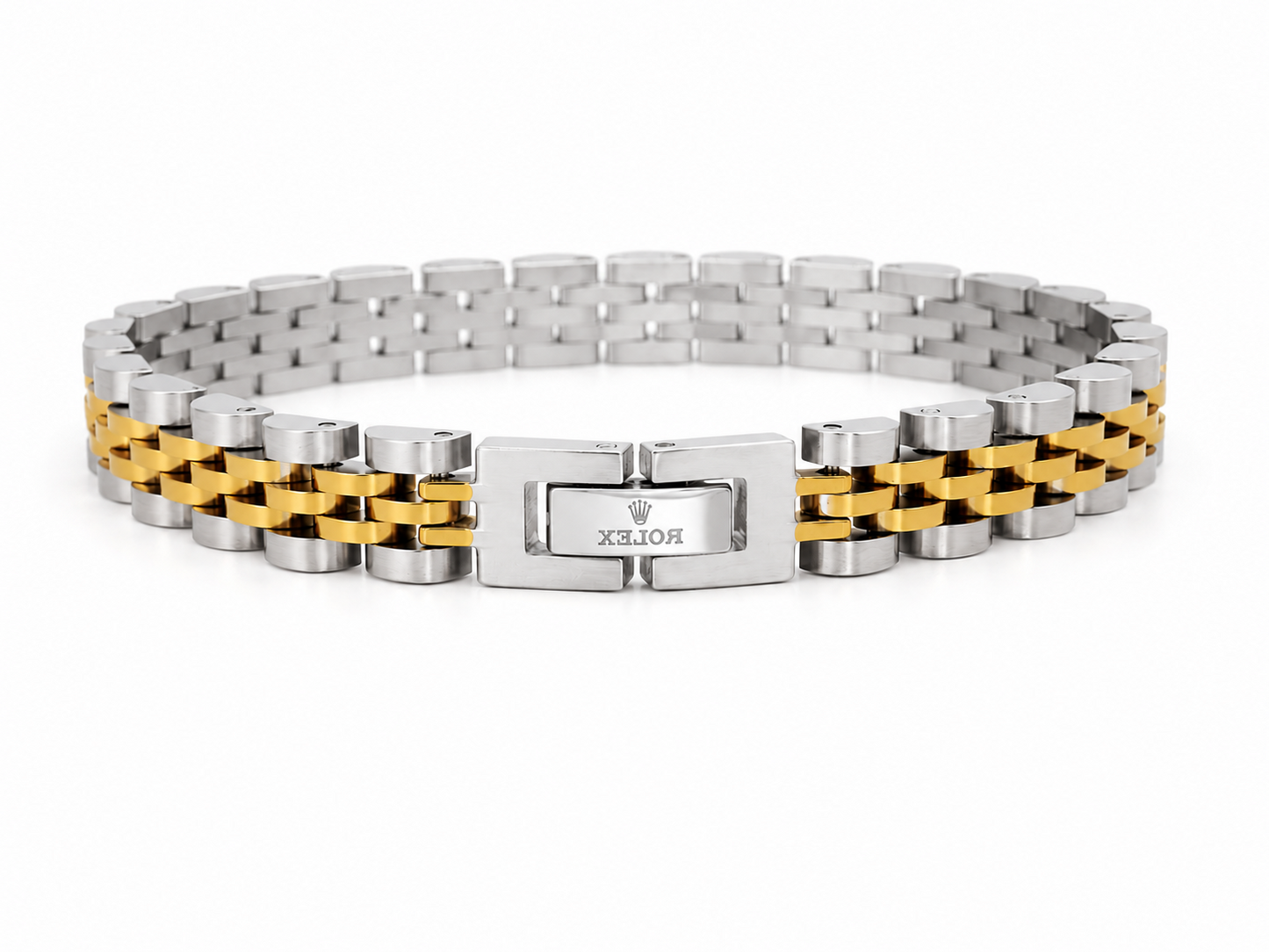Classic two-tone stainless steel bracelet (silver and gold) – luxurious and rust-resistant design