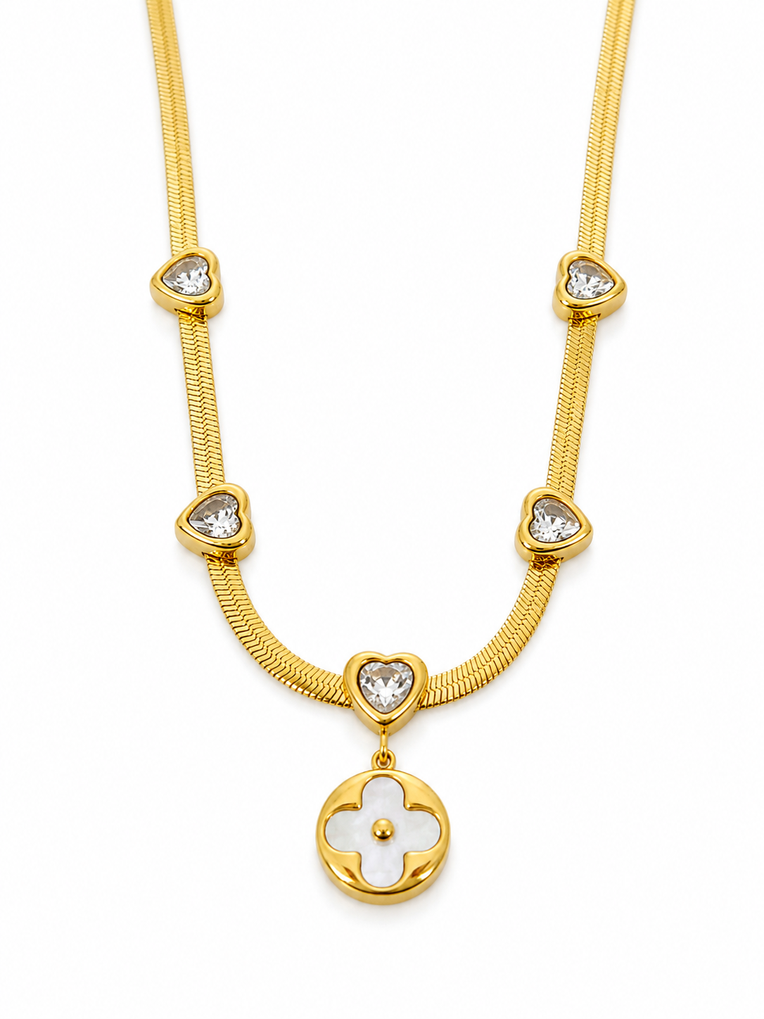 "Crystal Hearts and Rose" necklace