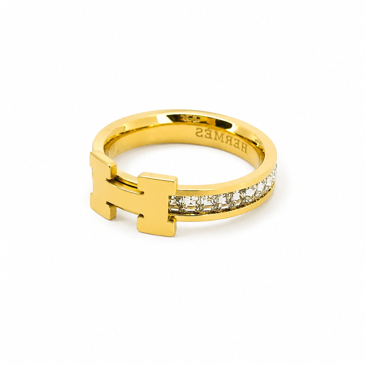 Inspired Golden Crystal H Ring