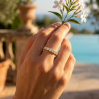 Luxury gold eternity ring fully set with sparkling zircon stones