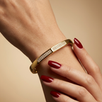 Stainless steel bracelet with two rows of crystals