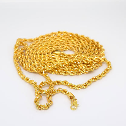 Luxury gold "rope" necklace - High quality stainless steel (colorfast)  2 meters long