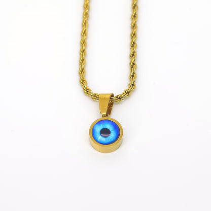 Blue "Protective Eye" necklace – gold stainless steel with glass pendant and braided chain