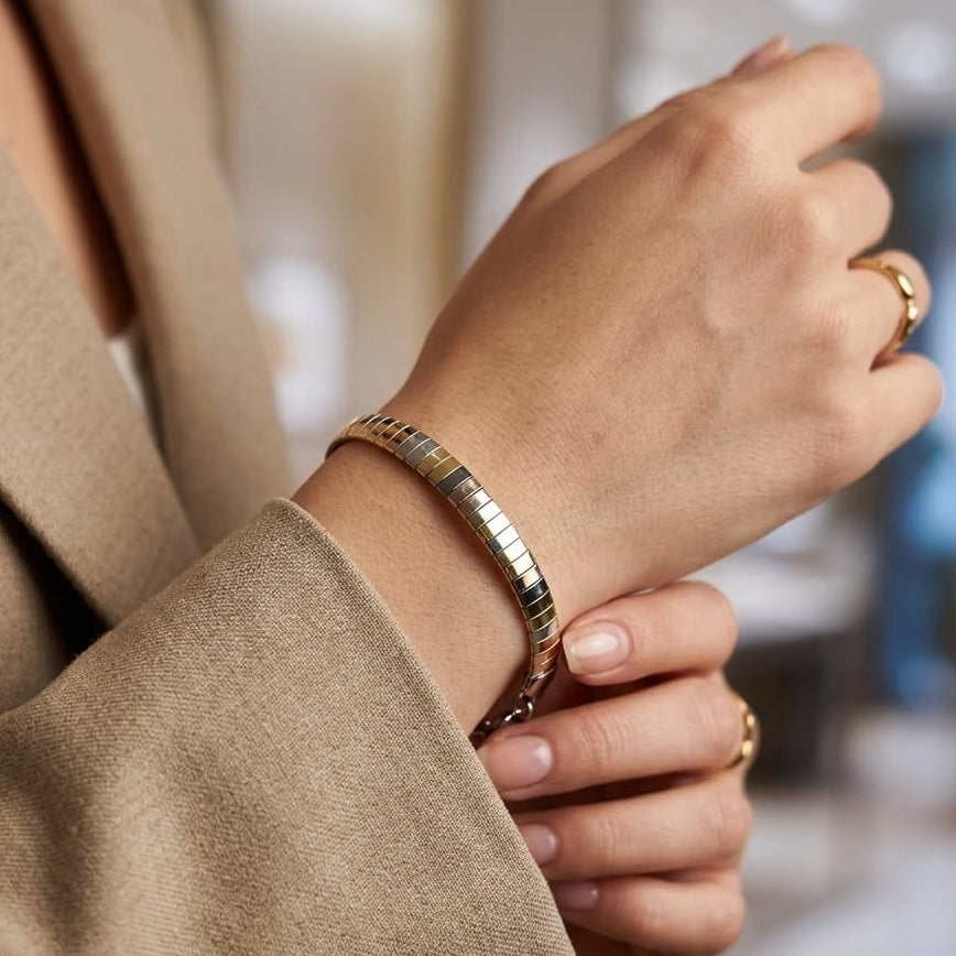 Trio Bracelet - Elegant Stainless Steel Plated in Three Colors (Gold, Silver, Rose Gold)
