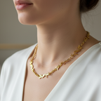 Luxury stainless steel necklace with interlocking circular rings - modern and elegant design