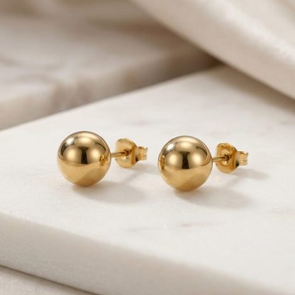 Classic "Golden Ball" earrings - a simple design with a touch of luxury in stainless steel