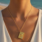 Greek Medusa Rectangular Pendant Necklace