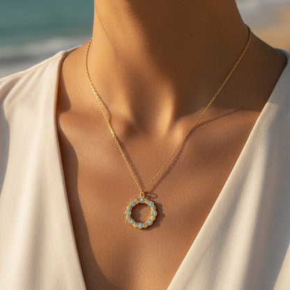 Sparkling Crystal Circle Pendant Necklace