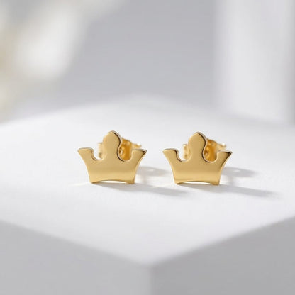 "Crown Mini" Gold Earrings - Small crown-shaped earrings in premium stainless steel
