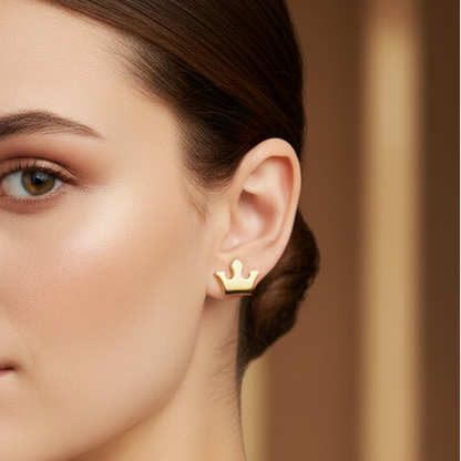 "Crown Mini" Gold Earrings - Small crown-shaped earrings in premium stainless steel