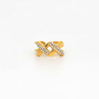 Infinity Cross Studded Ring – Gold-plated stainless steel ring with a cross design and crystal stones