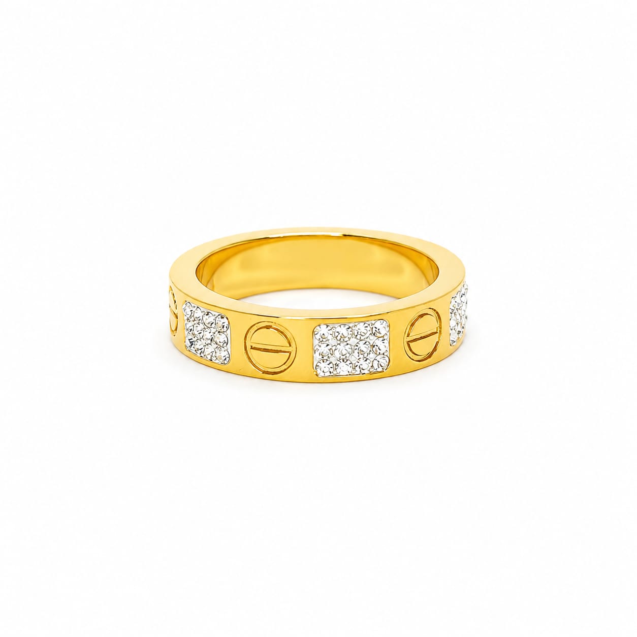 The iconic steel ring set with sparkling zircon