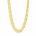Stainless steel chain necklace featuring interlocking, engraved links.