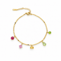 Stainless steel anklet with colorful crystal charms