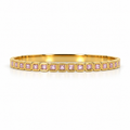 Stainless steel bracelet with square links and pink zircon.