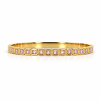 Stainless steel bracelet with square links and pink zircon.