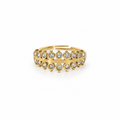 Open stainless steel ring with two rows of crown zircon