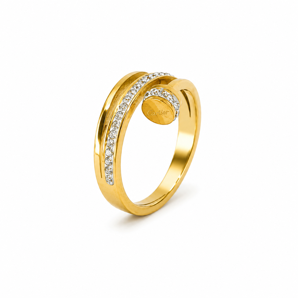 Luxury nail ring studded with zircon