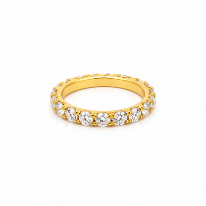 Luxury gold eternity ring fully set with sparkling zircon stones