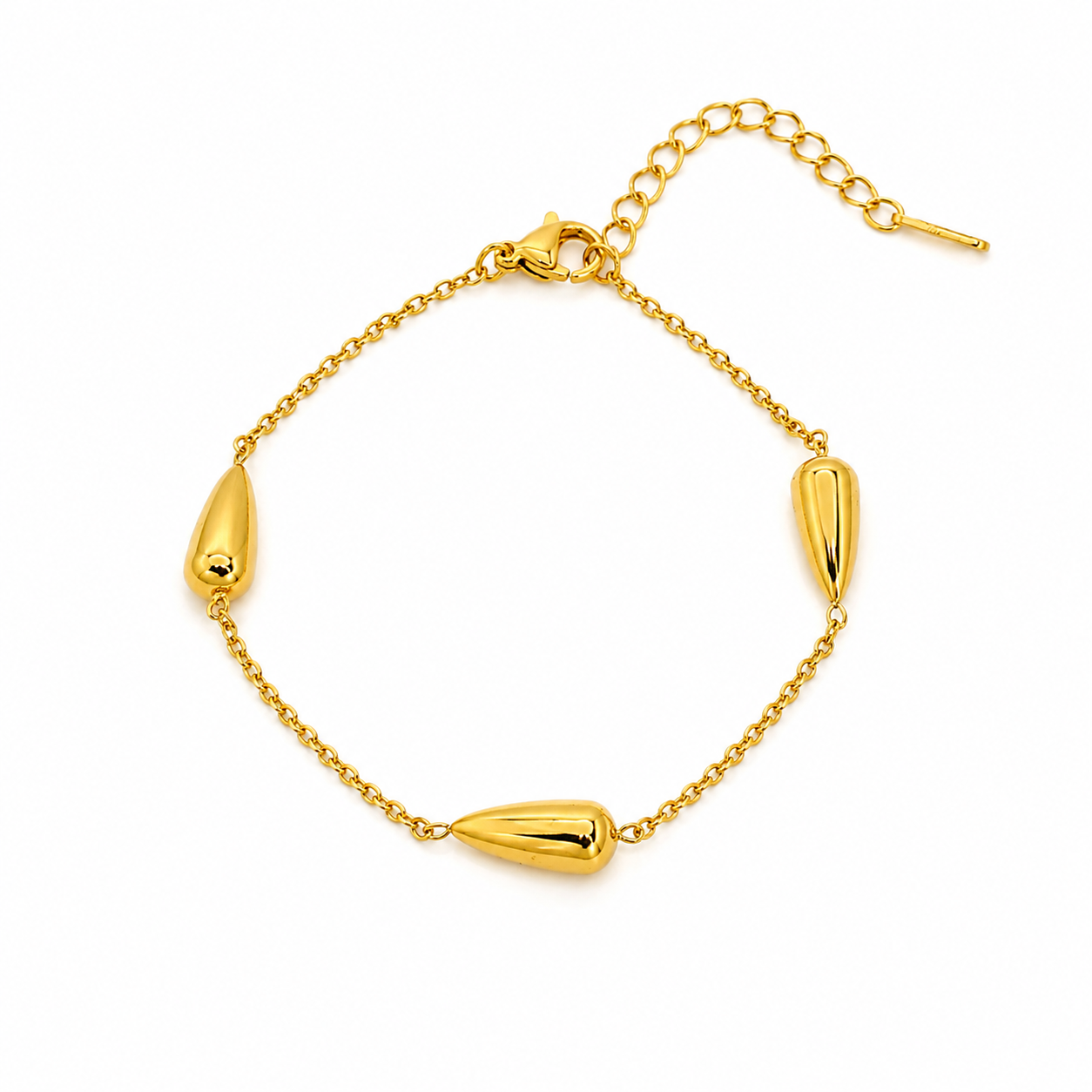Gold-plated stainless steel jewelry set with a water drop design (4 pieces)