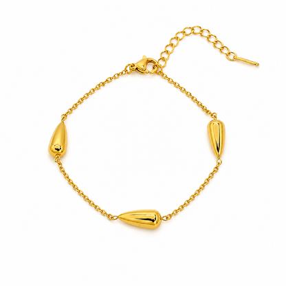 Gold-plated stainless steel jewelry set with a water drop design (4 pieces)