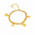 Gold-plated stainless steel bracelet with a two-layer design and elegant lock charms