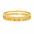 Gold-plated stainless steel honeycomb design bracelet (2-piece set)