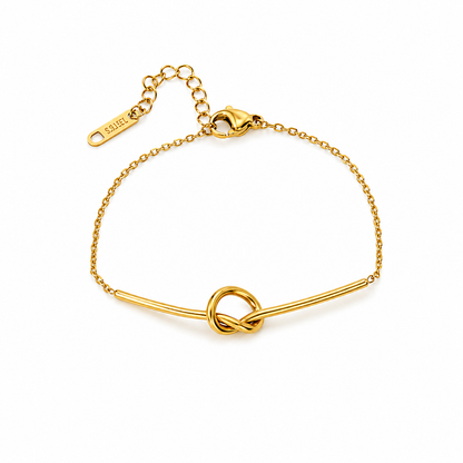 Gold-plated stainless steel bracelet with a modern knot design