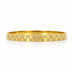 Stainless steel bracelet with a studded checkerboard pattern.