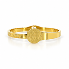 Stainless steel bracelet featuring the Medusa medallion and Greek key motif.