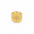Open stainless steel ring featuring a circular disc and an embellished North Star.