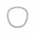 Stainless steel tennis bracelet set with rectangular zirconia.