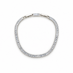 Stainless steel tennis bracelet set with rectangular zirconia.