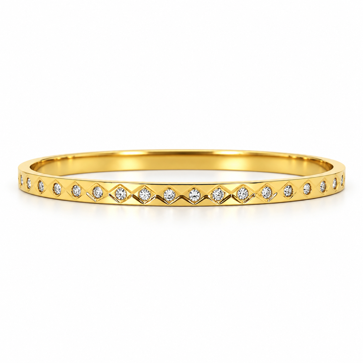 Stainless steel bracelet with a diamond pattern and zircon.