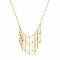 Stainless steel necklace featuring a cascading gold tassel design.
