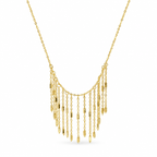Stainless steel necklace featuring a cascading gold tassel design.