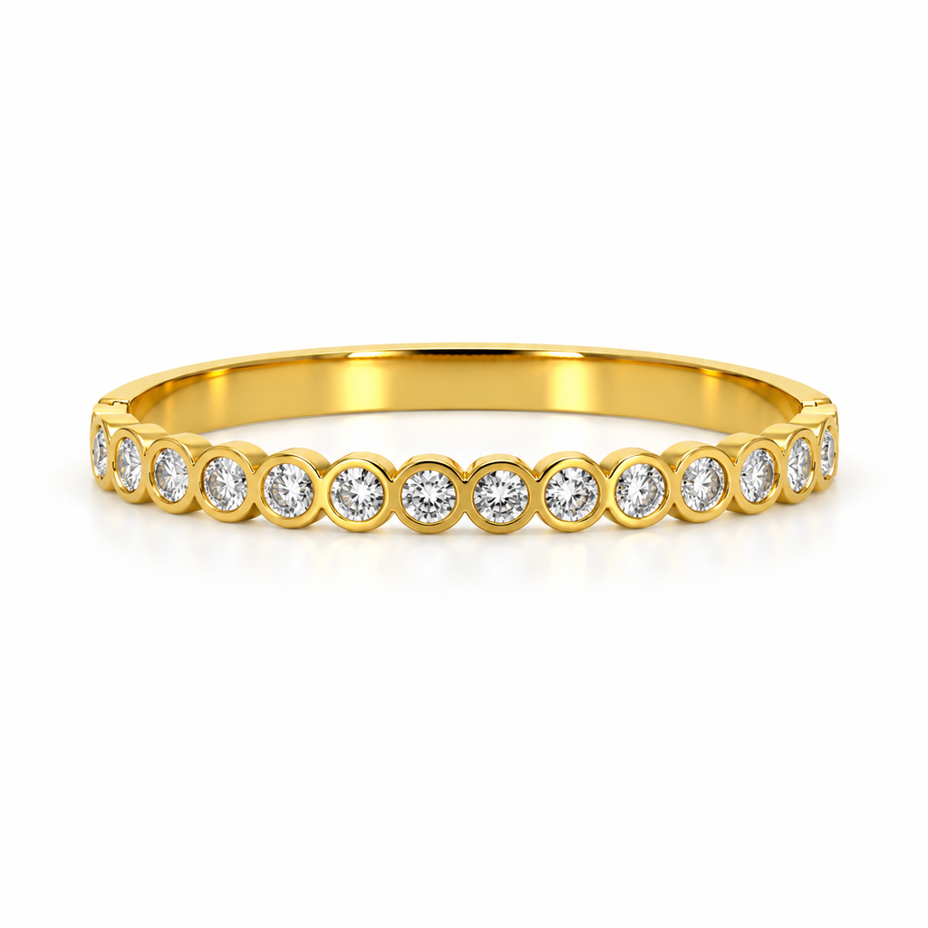 Stainless steel bracelet with a studded-circle chain.