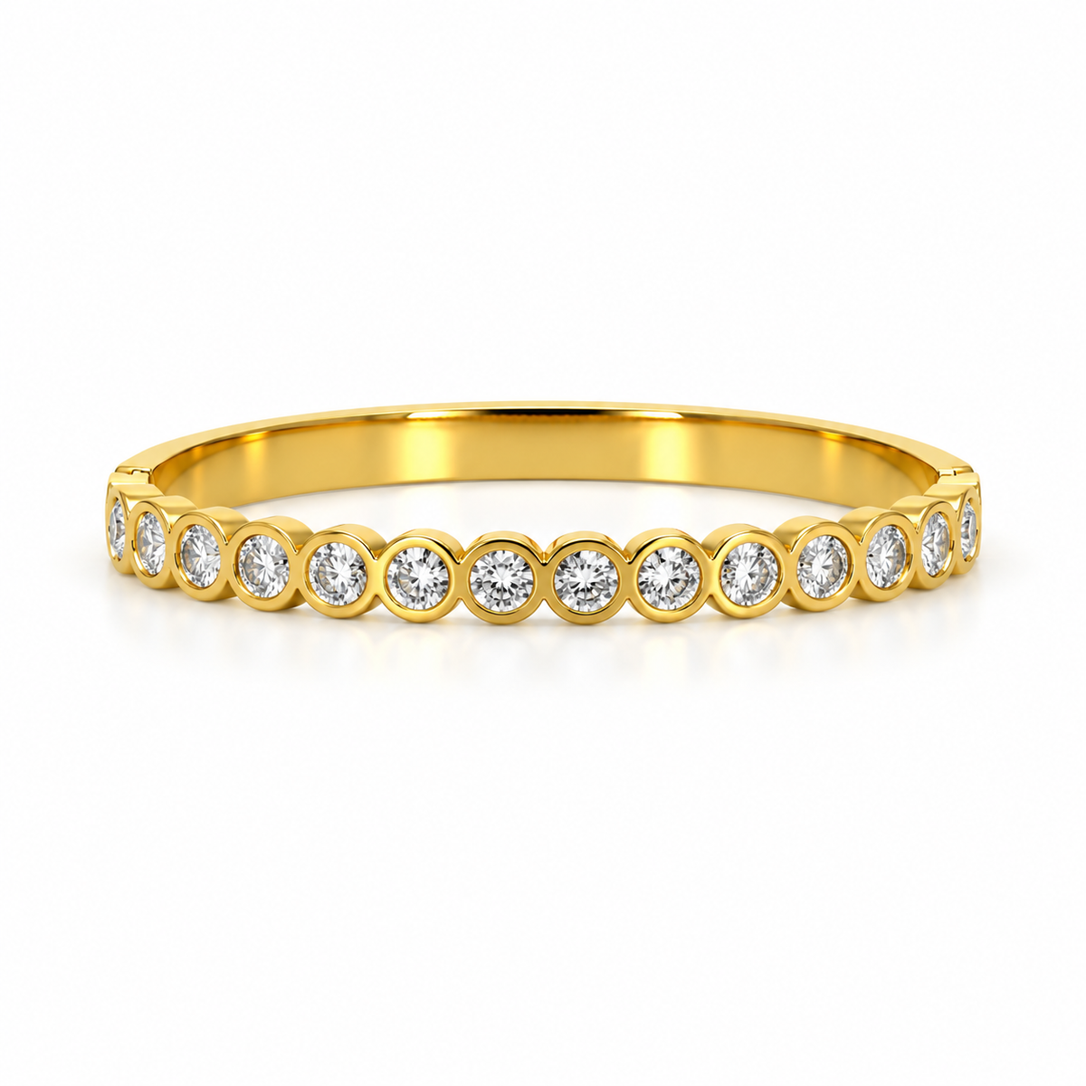 Stainless steel bracelet with a studded-circle chain.