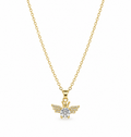 Stainless steel necklace with a zirconia-studded bee pendant.