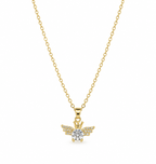 Stainless steel necklace with a zirconia-studded bee pendant.