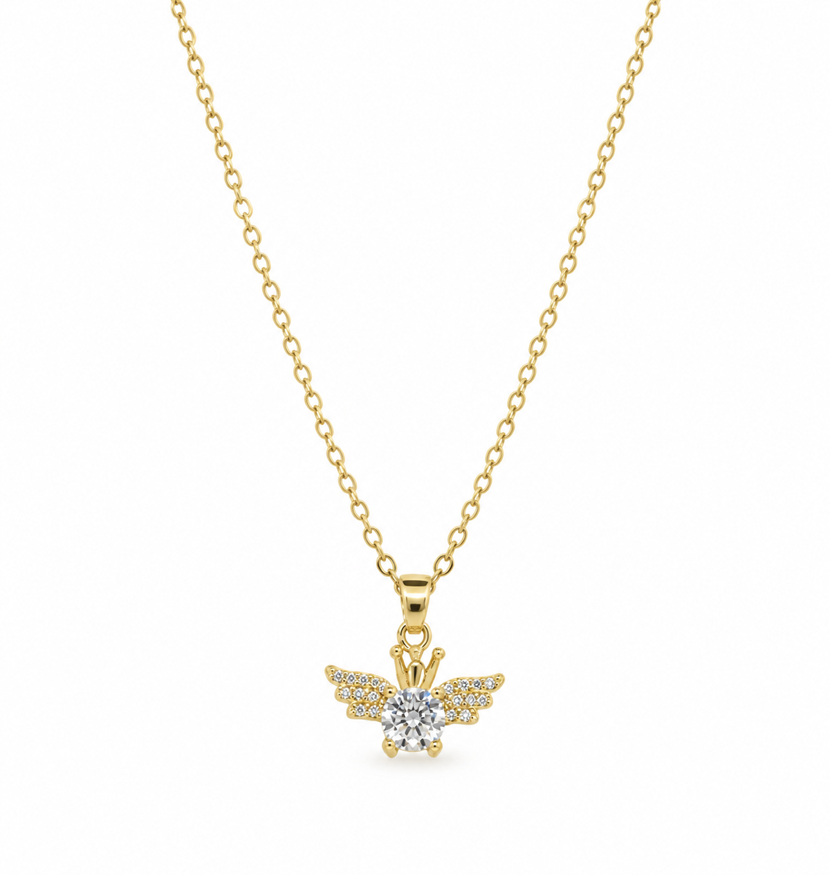 Stainless steel necklace with a zirconia-studded bee pendant.