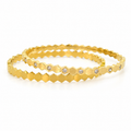 Gold-plated stainless steel honeycomb design bracelet (2-piece set)