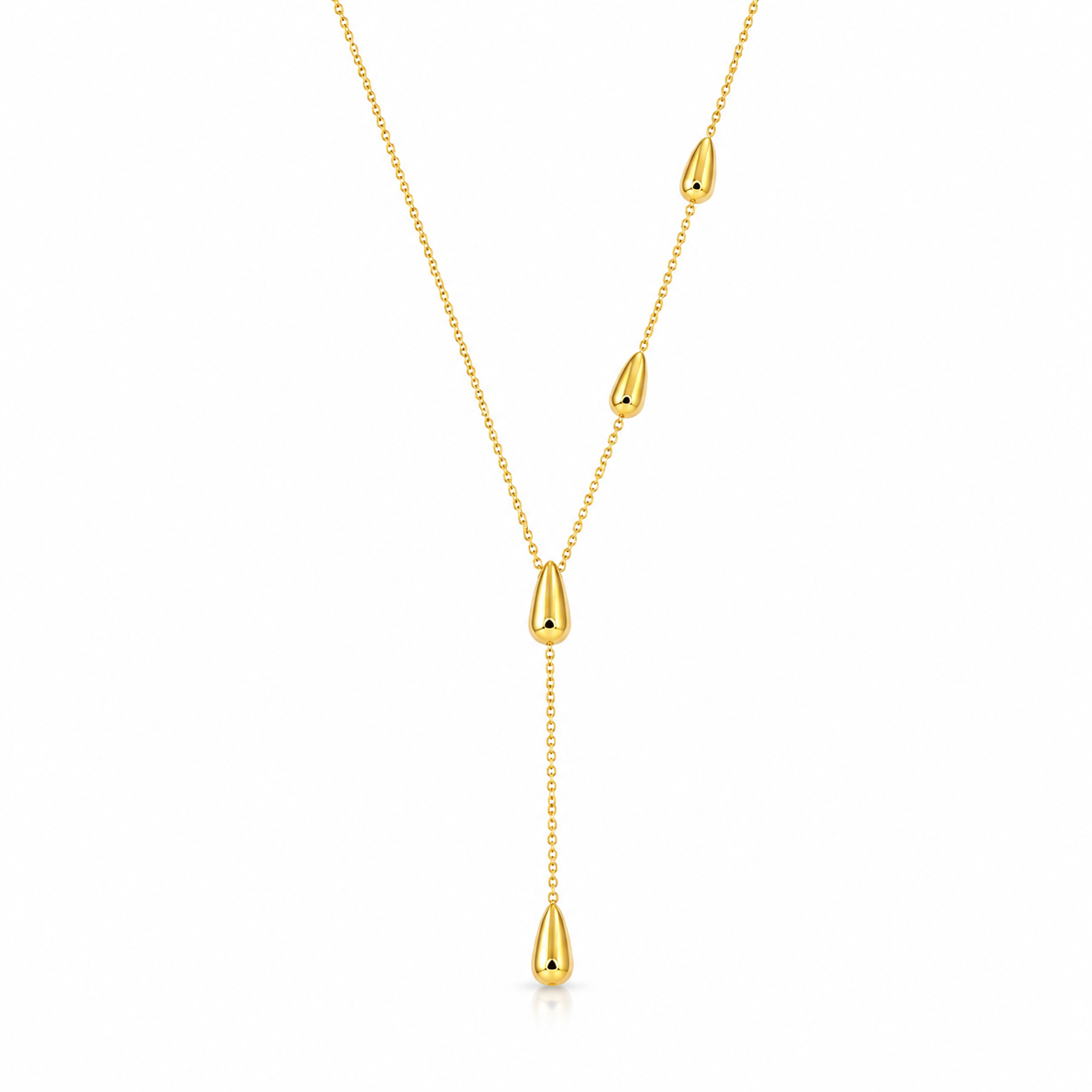 Gold-plated stainless steel jewelry set with a water drop design (4 pieces)