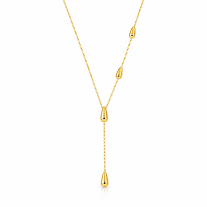 Gold-plated stainless steel jewelry set with a water drop design (4 pieces)