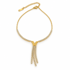 Stainless steel anklet with a butterfly charm and crystal tassels.
