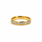 Gold-plated titanium ring encrusted with sparkling crystals