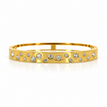 Stainless steel bracelet featuring geometric shapes and studded stars.