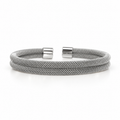Silver stainless steel bracelet with a double-mesh design.