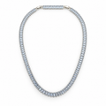 Stainless steel tennis necklace featuring rectangular zirconia stones.